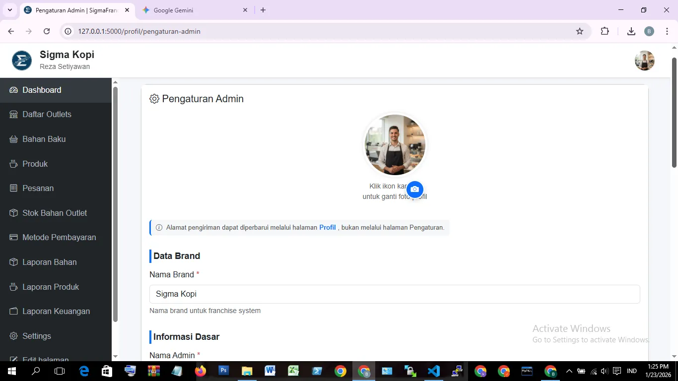 Pengaturan Akun Franchise
