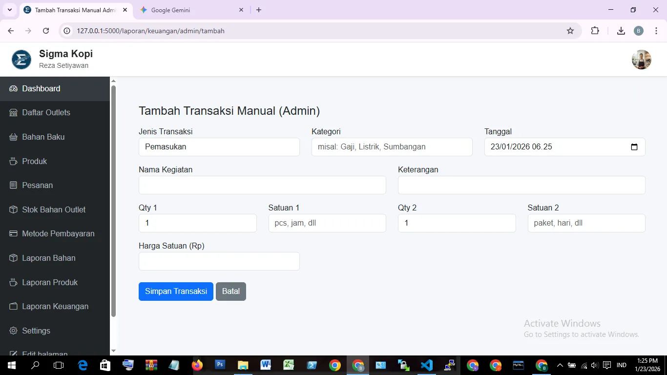 Tambah Transaksi Manual