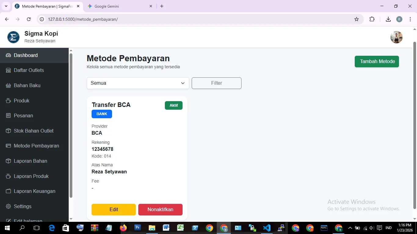 Pengaturan Metode Pembayaran