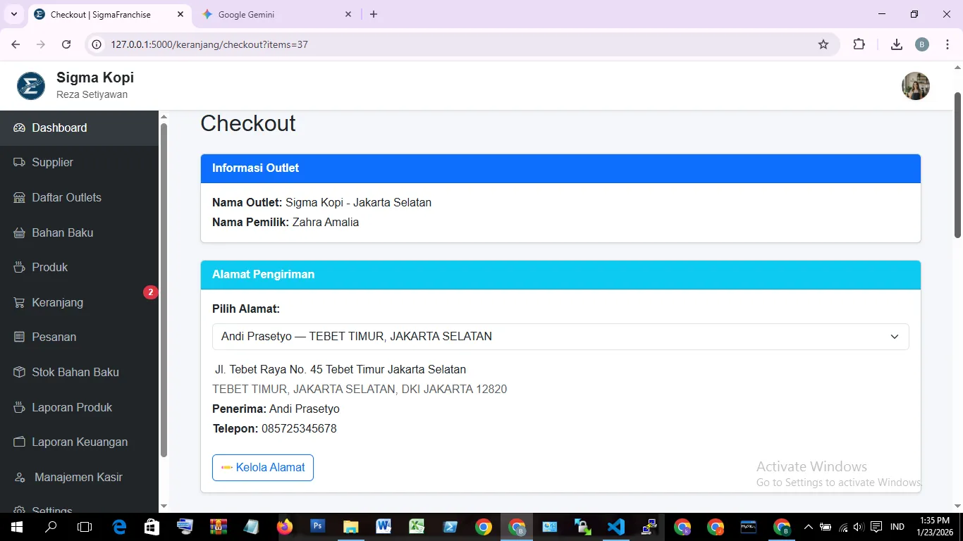 Checkout Pesanan